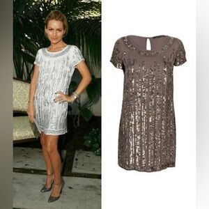 French Connection Purple Sequin Short Sleeve Mini Dress Size 2